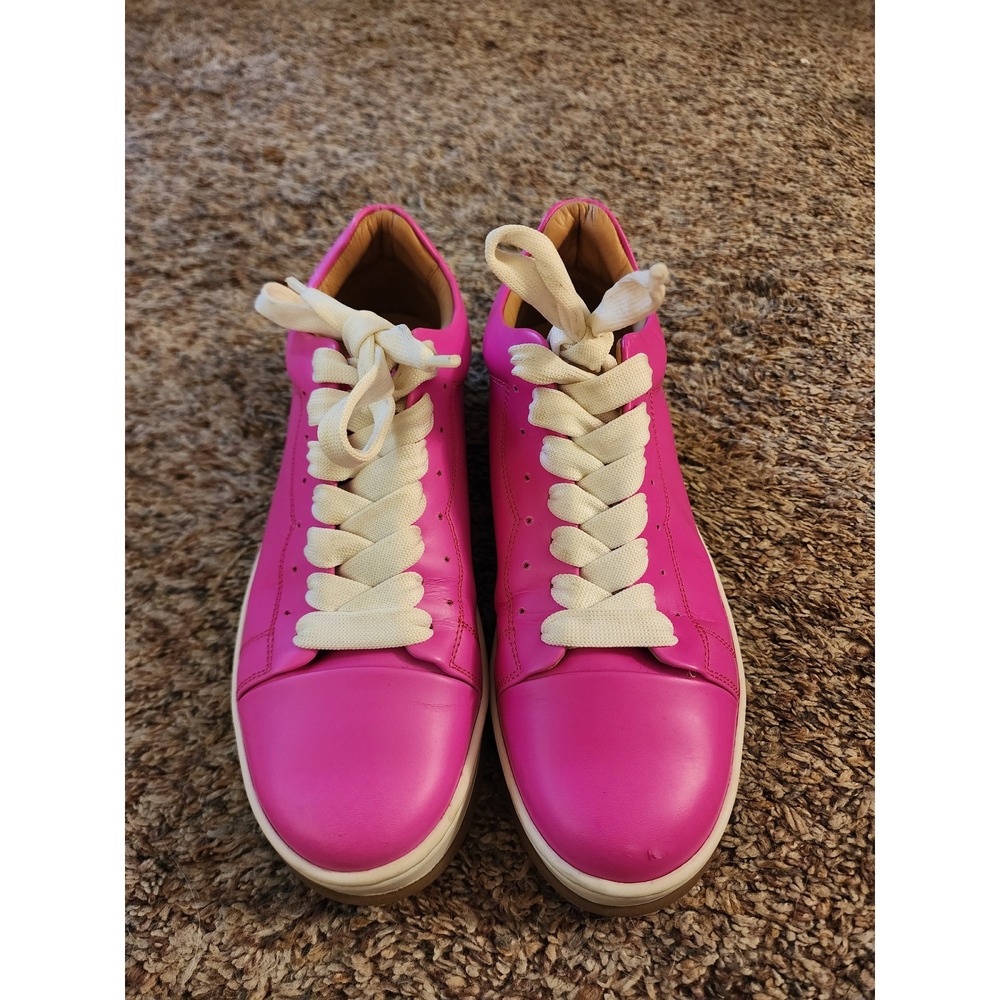 Twinset Milano Hot Pink Leather Heart Sneakers Low Top Lace Up Womens EU 37 US 7